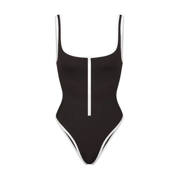 SKIMS zip up one piece swimsuit black xxs - Picture 4 of 5